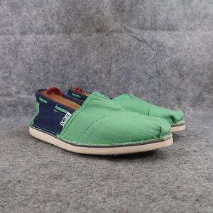 Toms Shoes Womens 6.5 Casual Flats Slip On Bimini Stitch Out Loafers Green Blue